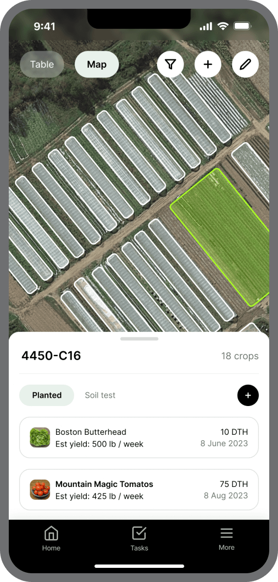 Crop planning map mobile