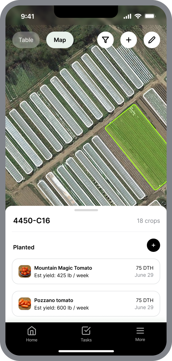 Crop planning map mobile