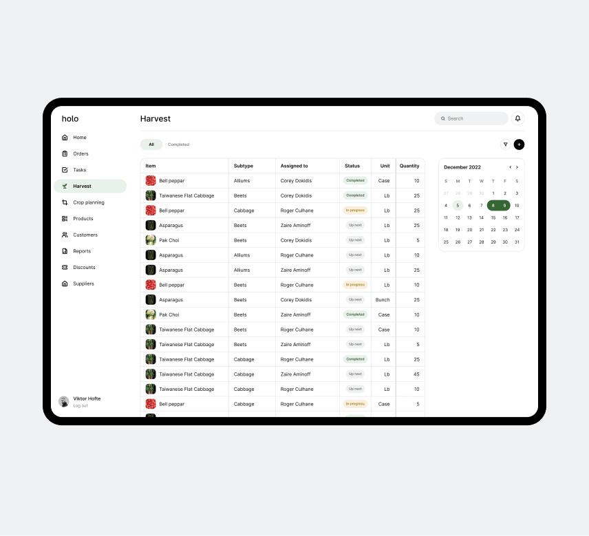 Harvesting on desktop